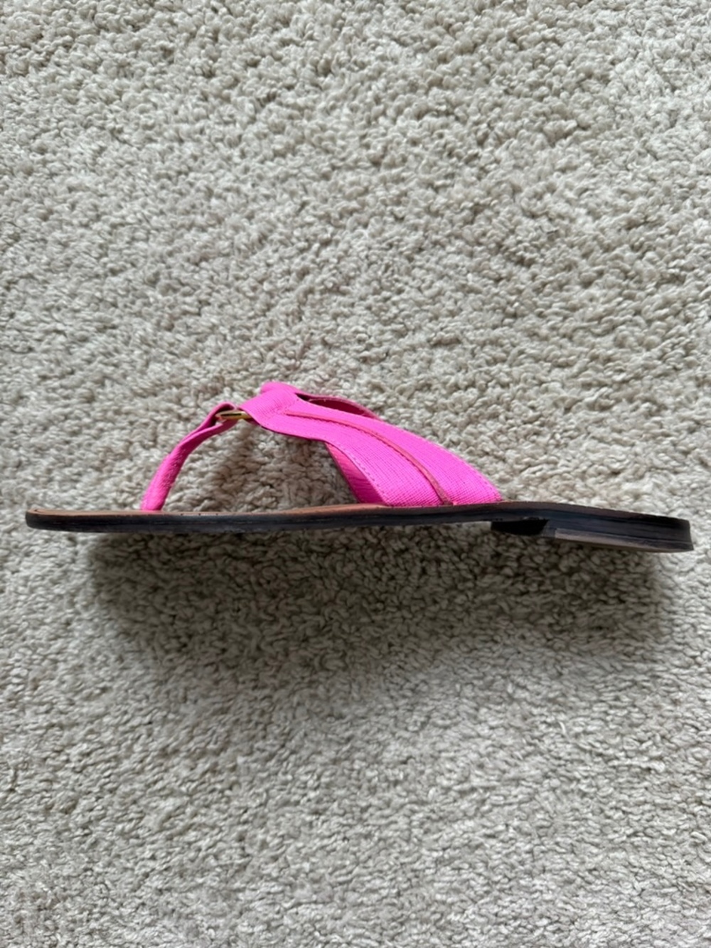Lilly Pulitzer Womens Flat Sandals Size 7.5 M Pink Leather O-Ring Thong Slip On
